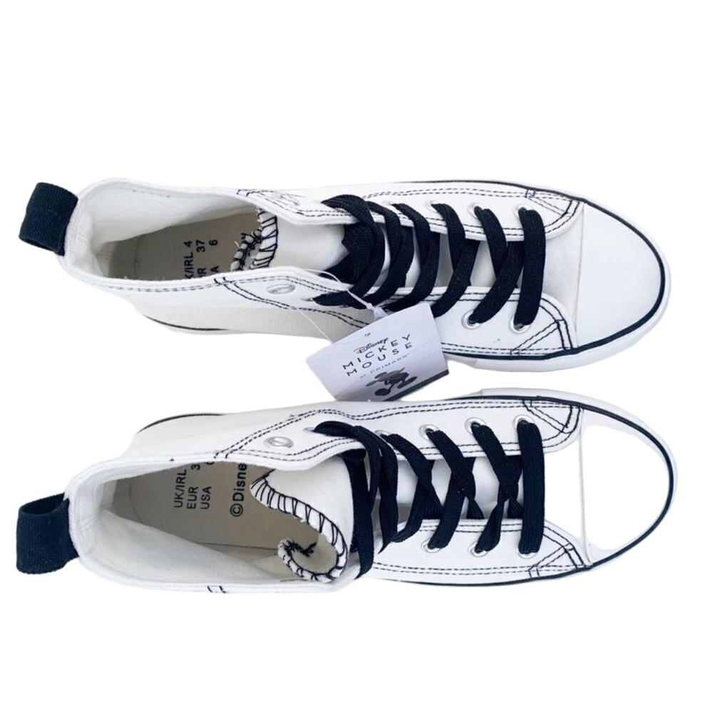 Disney Mickey Mouse White High-Top Sneakers Women’s 8 & 9 - Picture 4 of 12